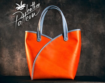 Tote bag leather pattern PDF - Decoltina - by LeatherHubPatterns