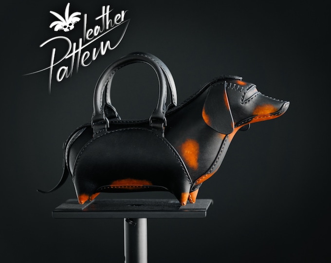 Dog purse pattern PDF - The Sausage dog purse - by LeatherHubPatterns