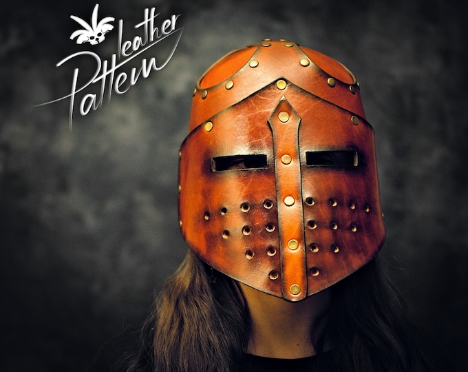Knight helmet leather pattern PDF - by LeatherHubPatterns