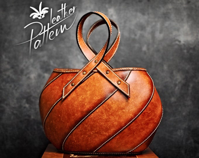 Leather tote pattern PDF - The Gospodeyna - by LeatherHubPatterns