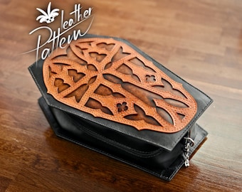 Patrón de bolso de piel en PDF - Bolso ataúd gótico Sythia - por LeatherHubPatterns