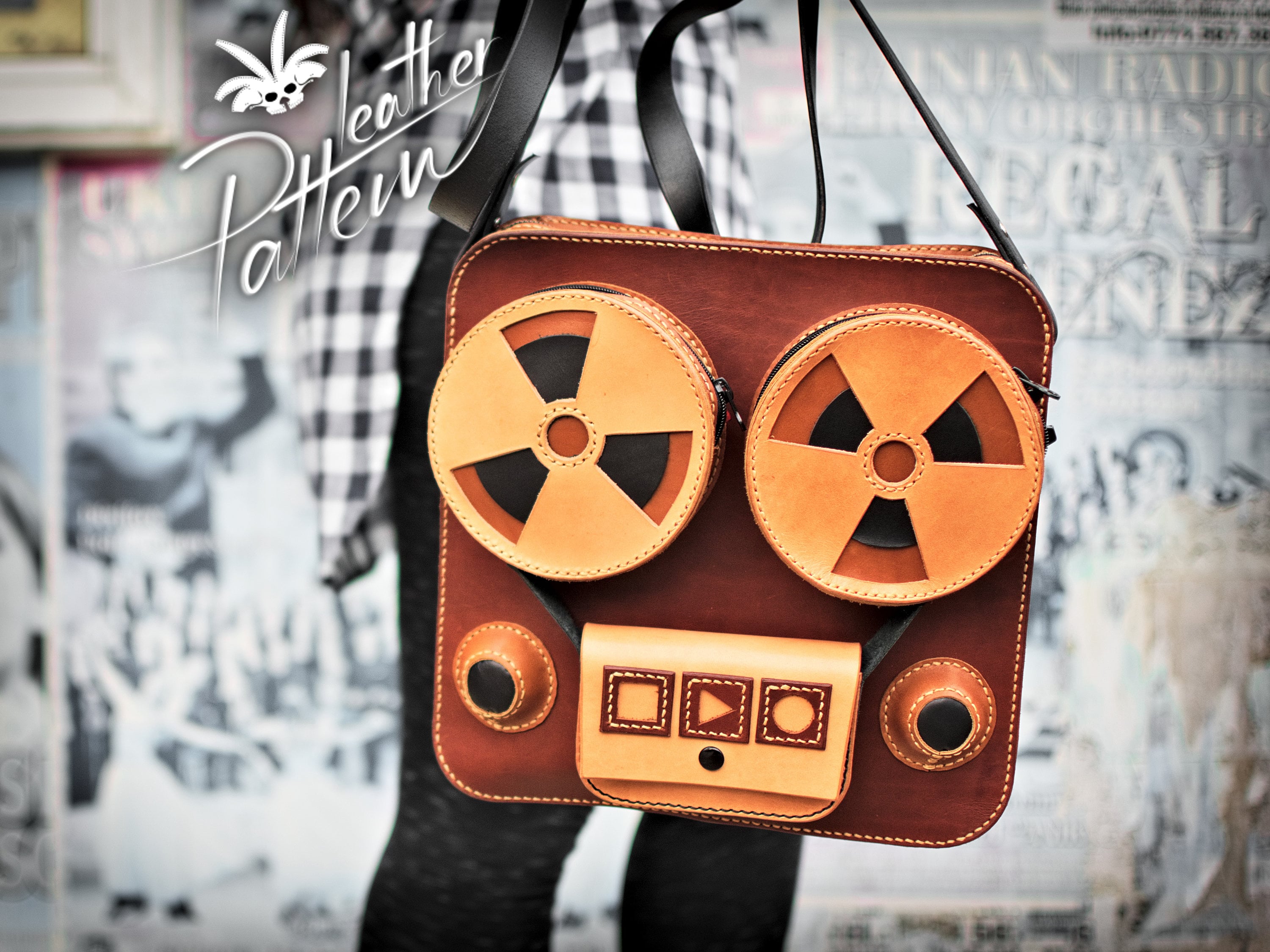 Leather satchel pattern PDF - Reel to reel player - by