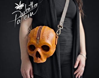 Skull bag leather pattern PDF - The Skelletote - by LeatherHubPatterns