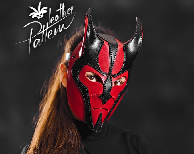 Devil mask leather pattern PDF - The Efreet - by LeatherHubPatterns