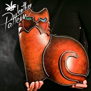 Cat leather bag pattern PDF - by LeatherHubPatterns