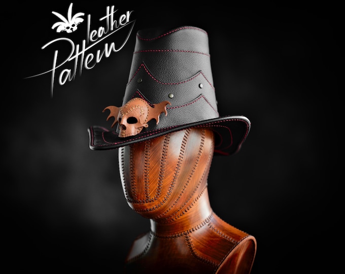 Witch hunter skull hat leather pattern PDF - by LeatherHubPatterns