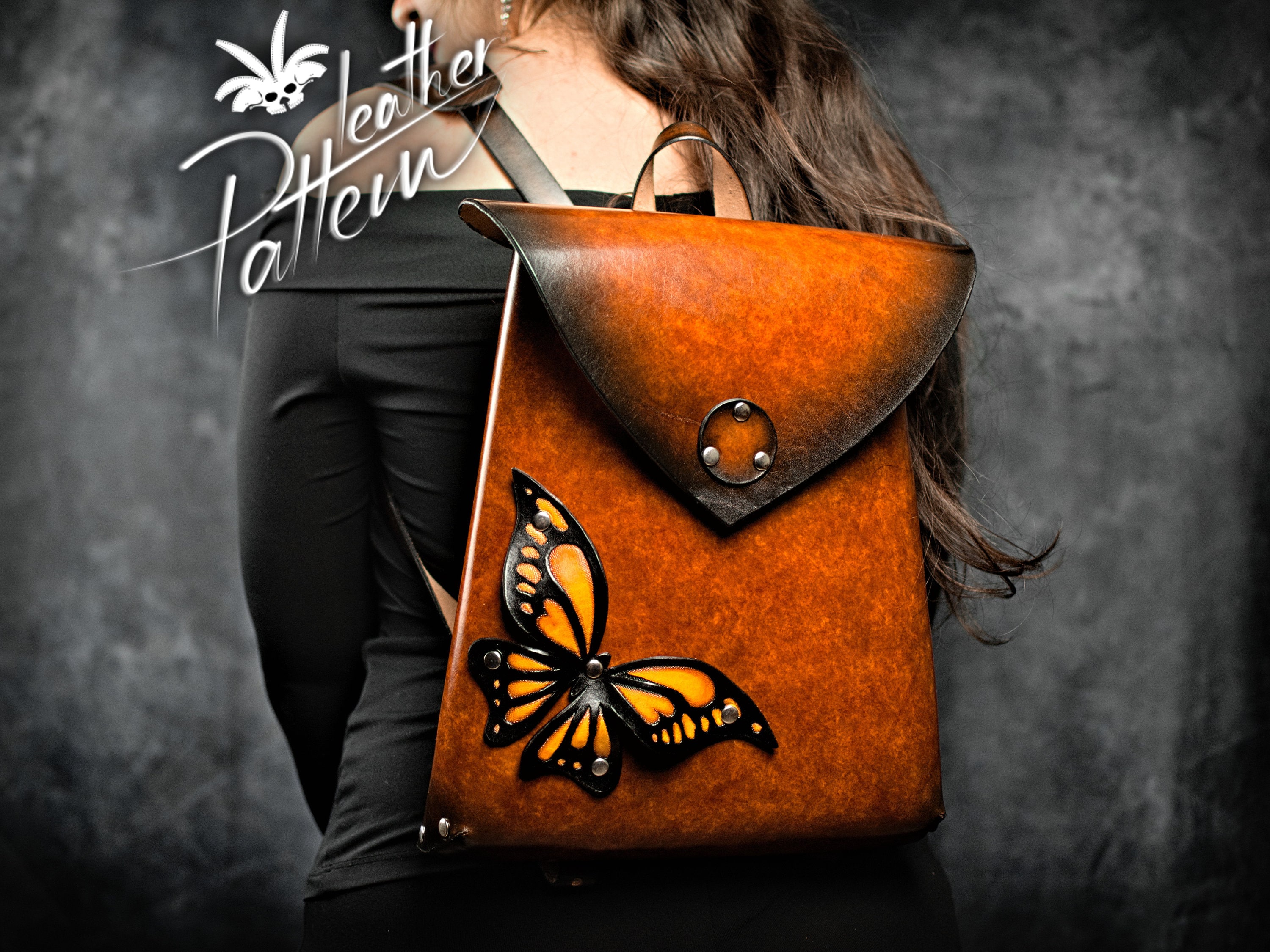 Leather backpack pattern PDF - The Ladybug - by LeatherHubPatterns