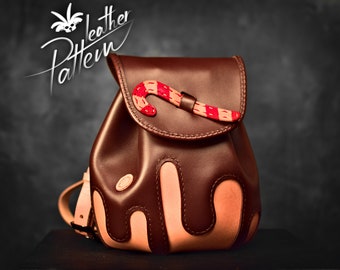 Leather backpack pattern PDF - The Cupcake - by LeatherHubPatterns