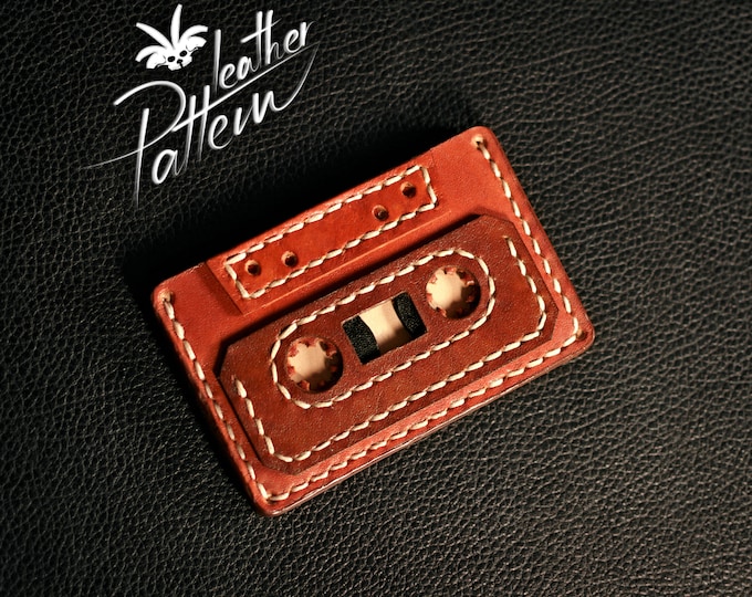 Wallet leather pattern PDF - Music Cassette - by LeatherHubPatterns