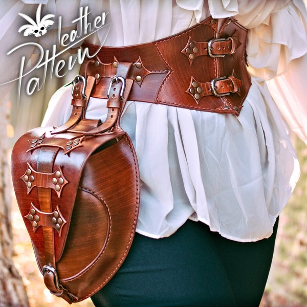 Modèle PDF de corset et sac banane en cuir - par LeatherHubPatterns