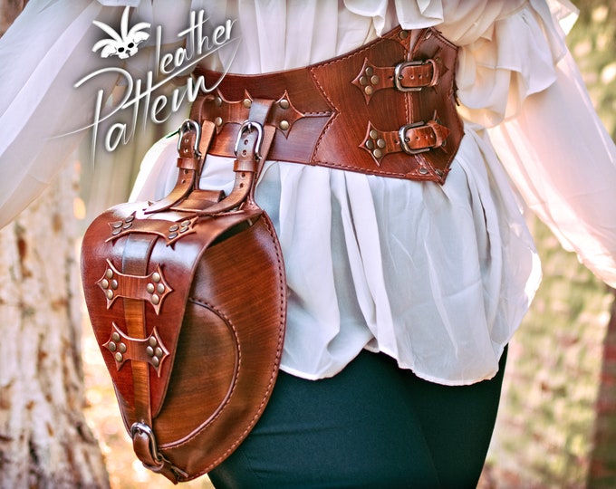 Corset and hip bag leather pattern PDF - by LeatherHubPatterns