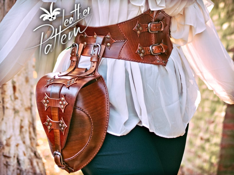 Corset and hip bag leather pattern PDF by LeatherHubPatterns image 1