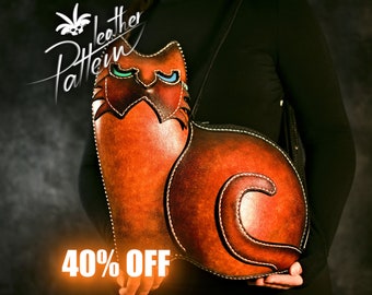 Cat leather bag pattern PDF - by LeatherHubPatterns