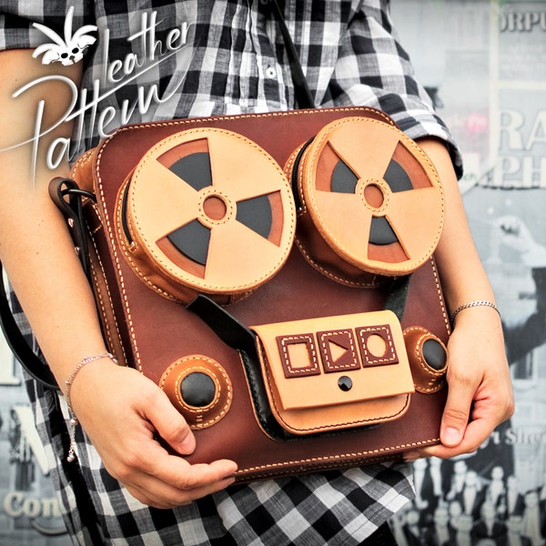 Leather satchel pattern PDF - Reel to reel player - by LeatherHubPatterns