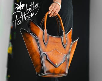 Leather tote pattern PDF - The Aline - by LeatherHubPatterns