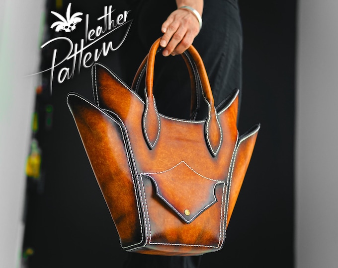Leather tote pattern PDF - The Aline - by LeatherHubPatterns