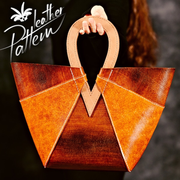 Leather tote pattern PDF - The Lizzie bag - by LeatherHubPatterns