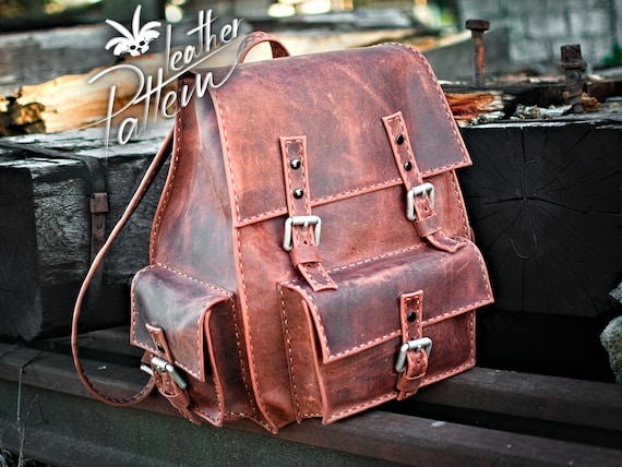 Hiking backpack leather pattern PDF - by LeatherHubPatterns