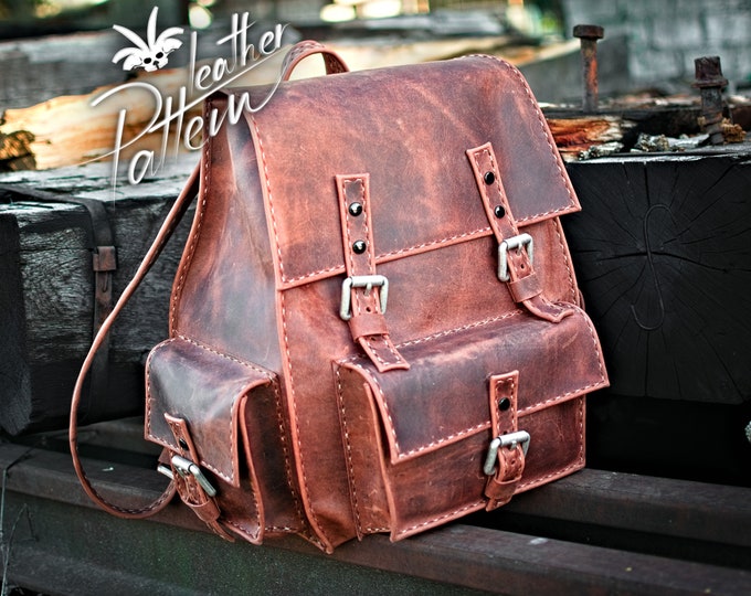 Hiking backpack leather pattern PDF - by LeatherHubPatterns