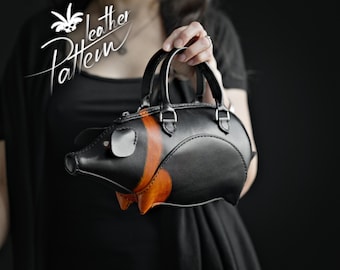 Piggy purse pattern PDF - The Swynee pig purse - by LeatherHubPatterns