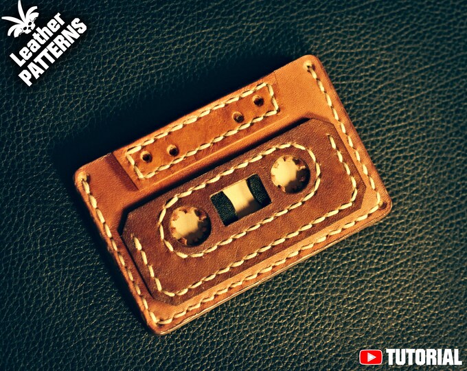 Wallet leather pattern PDF - Music Cassette - by LeatherHubPatterns
