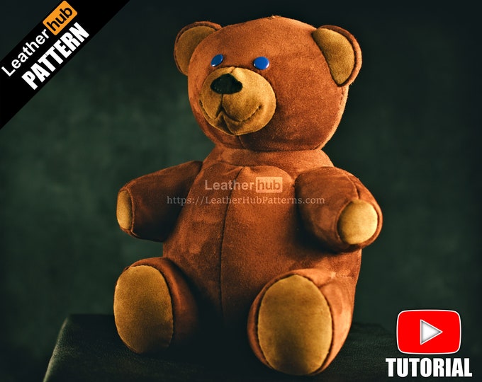 Teddy bear leather pattern PDF - by Leatherhub