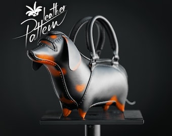 Dog purse pattern PDF - The Sausage dog purse - by LeatherHubPatterns