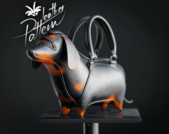 Dog purse pattern PDF - The Sausage dog purse - by LeatherHubPatterns
