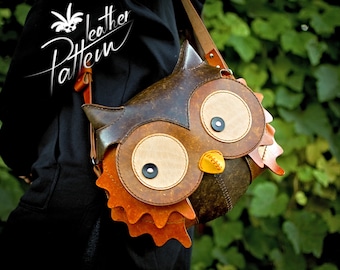 Owl leather bag pattern PDF - by LeatherHubPatterns