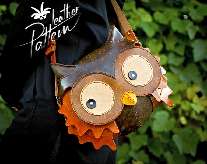 Owl leather bag pattern PDF - by LeatherHubPatterns