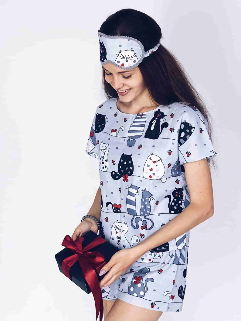 Cute Kitten Pajamas For Girls Women Teen Sleepwear Best Silk | Etsy