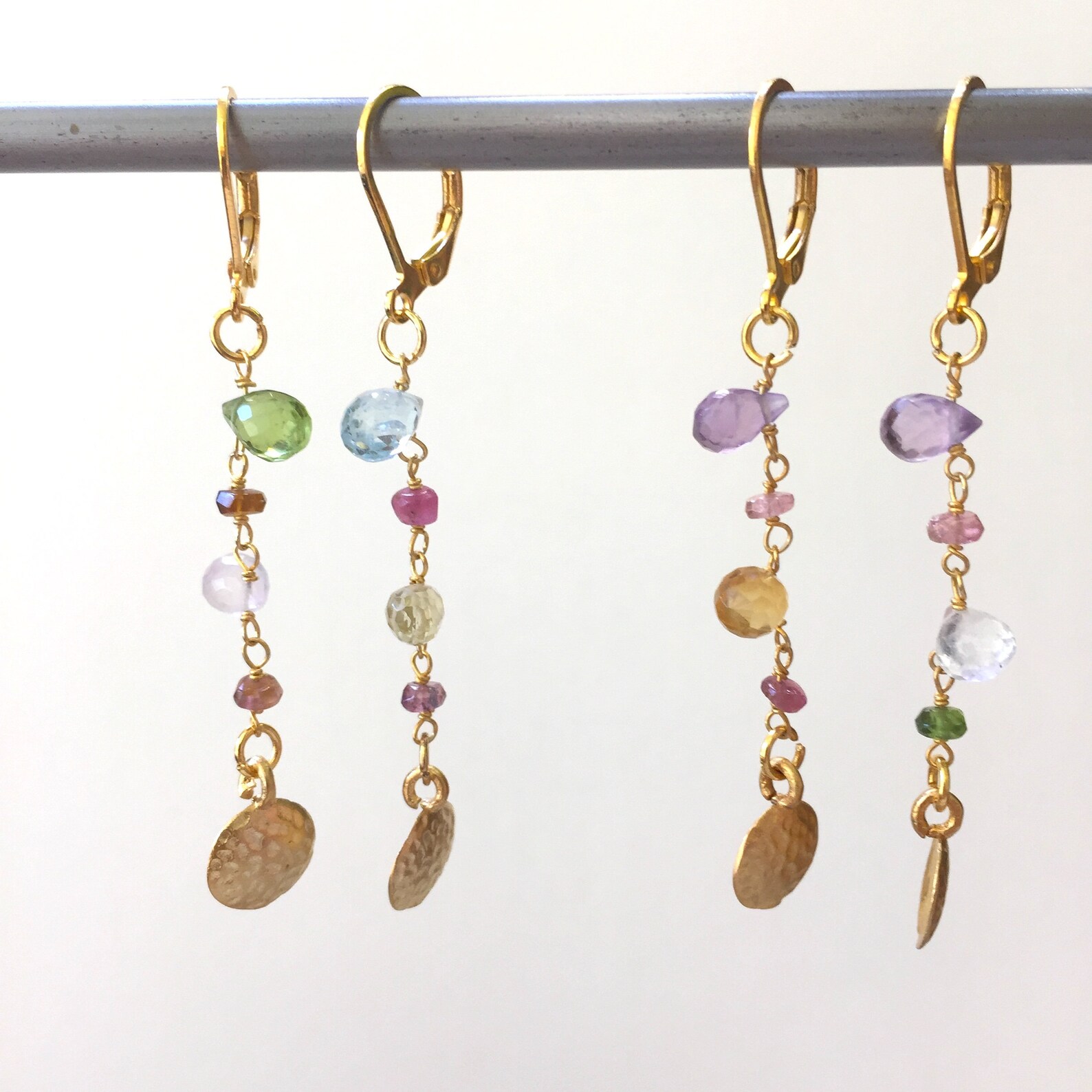 Multi Gem Earrings Gemstone Earrings Amethyst Earrings Etsy