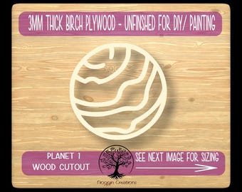 PLANET 1, Laser Cut Wood Shapes, Wooden Craft Cut outs, SPACE