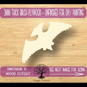 Dinosaur 11,  Laser Cut Wood Shapes, Wooden Craft Cut outs
