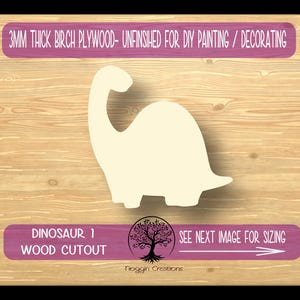 Dinosaur 1, Laser Cut Wood Shapes, Wooden Craft Cut outs