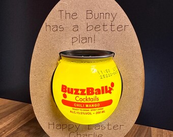 Personalised Easter Drink Holder | Egg Shaped Stand | "Bunny Has a Better Plan" Novelty Gift