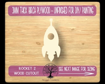 ROCKET 2, Formas de madera cortadas con láser, Recortes de madera para manualidades ESPACIO