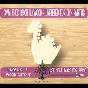 Dinosaur 12, Laser Cut Wood Shapes, Wooden Craft Cut outs