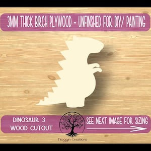 Dinosaur 3, Laser Cut Wood Shapes, Wooden Craft Cut outs