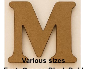 Custom MDF Wooden Letter: Copper Black Bold Font, DIY Craft Project