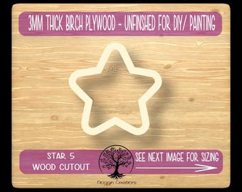 ESTRELLA 5 Formas de madera cortadas con láser, recortes de madera para manualidades, ESPACIO