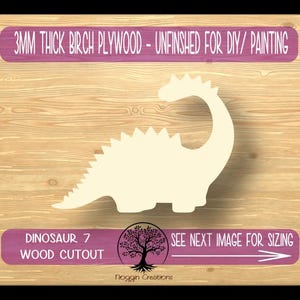 Dinosaur 7,  Laser Cut Wood Shapes, Wooden Craft Cut outs