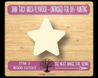 STAR 2 Laser Cut Wood Shapes, Wooden Craft Cut outs, SPACE