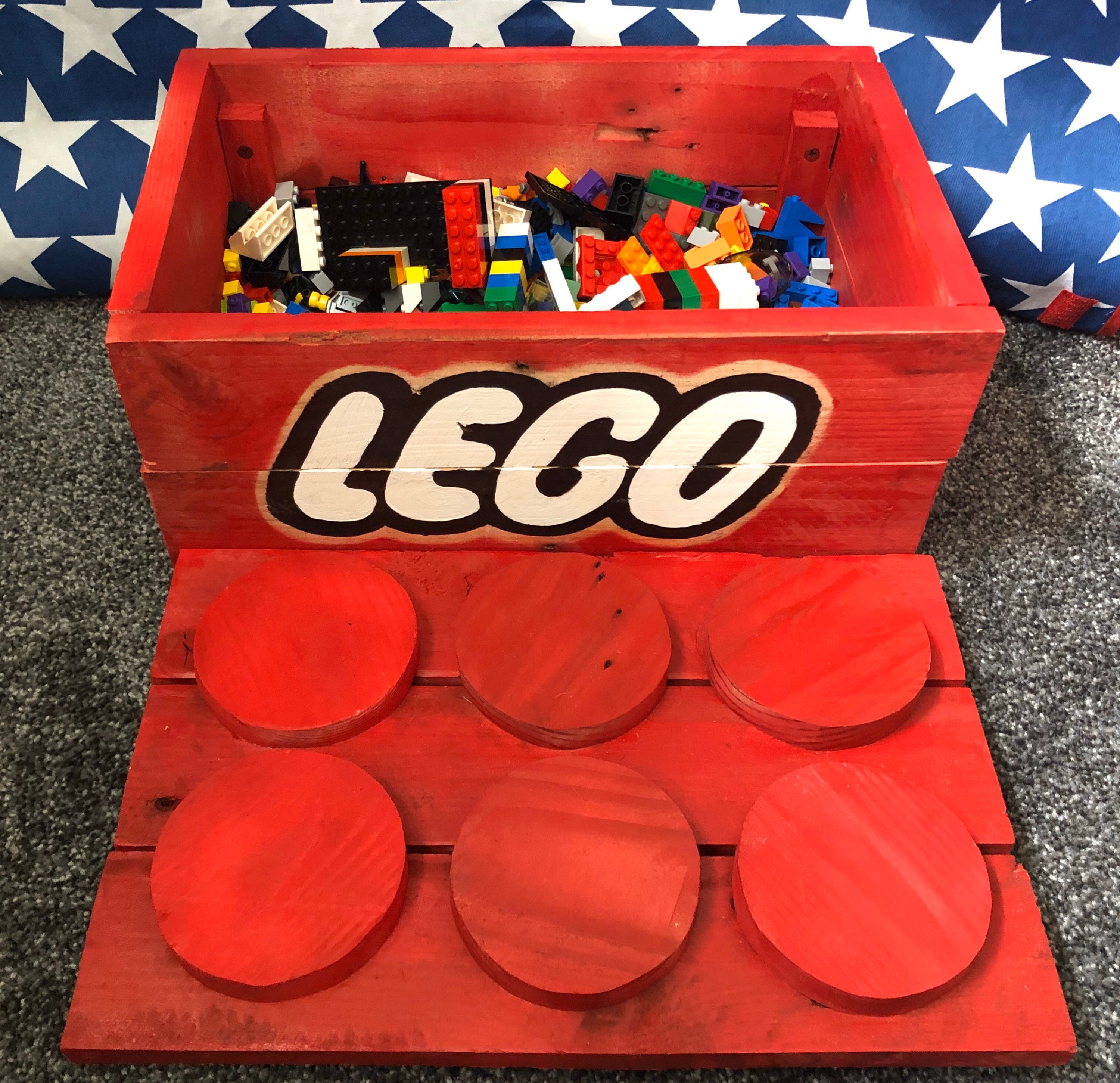 Caja de almacenamiento de estilo LEGO de madera | Etsy