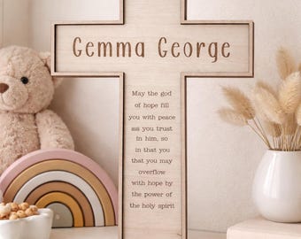 Personalized Wooden Cross | Baby Christening Gift, Nursery Decor