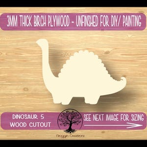 Dinosaur 5, Laser Cut Wood Shapes, Wooden Craft Cut outs