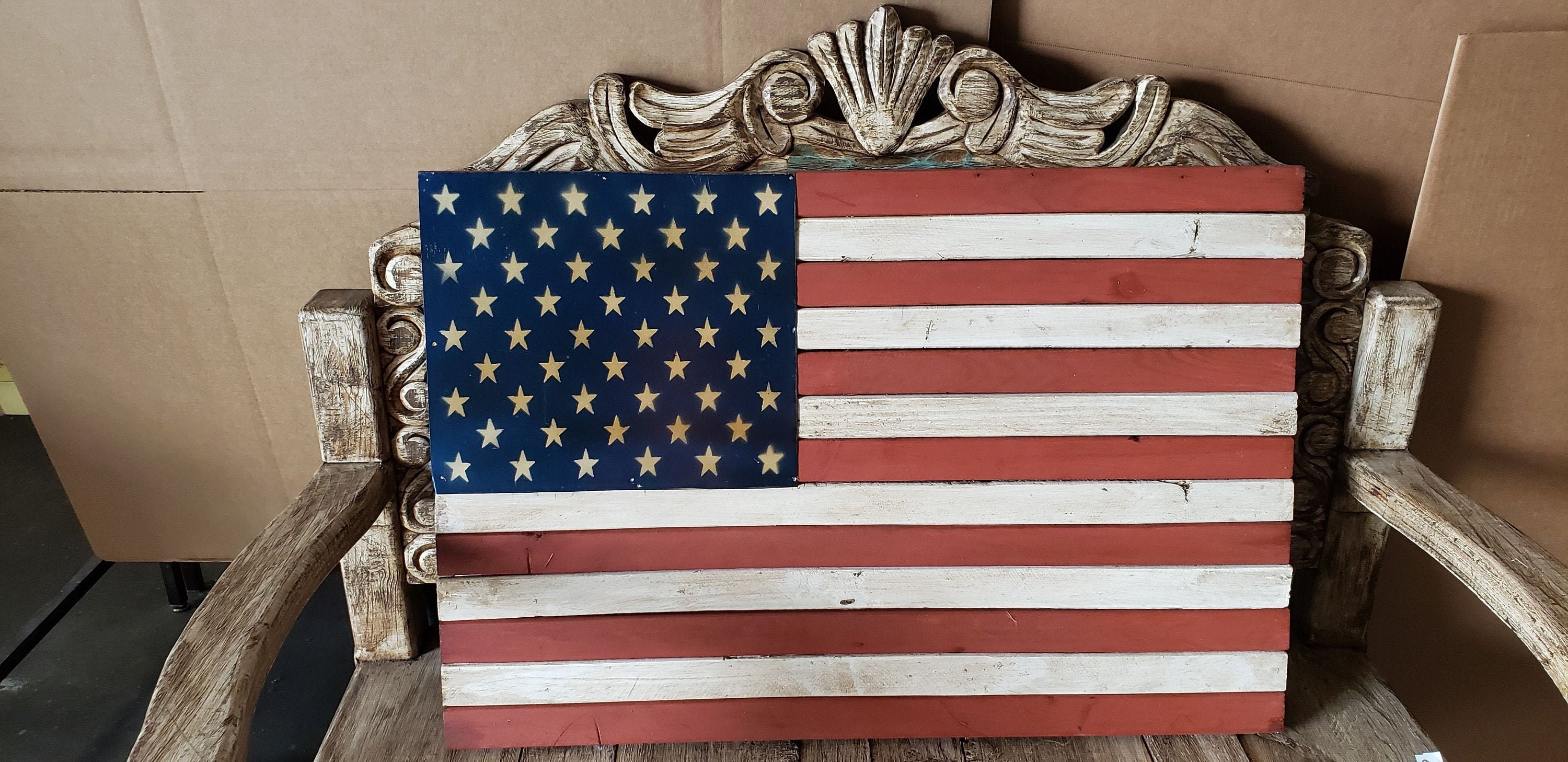 Wooden American Flag USA Flag Wall Decor Wooden Flag 36 by 24 Wooden