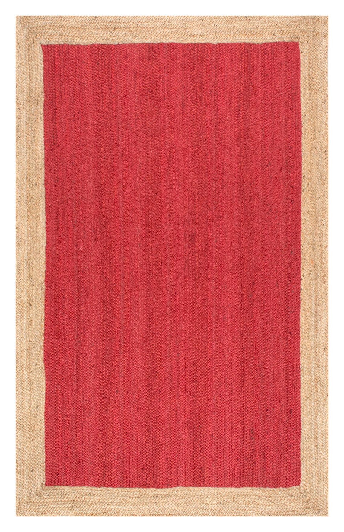 Red Jute Border Rug Natural Jute Area Rug Large Boho Rug Eco Etsy