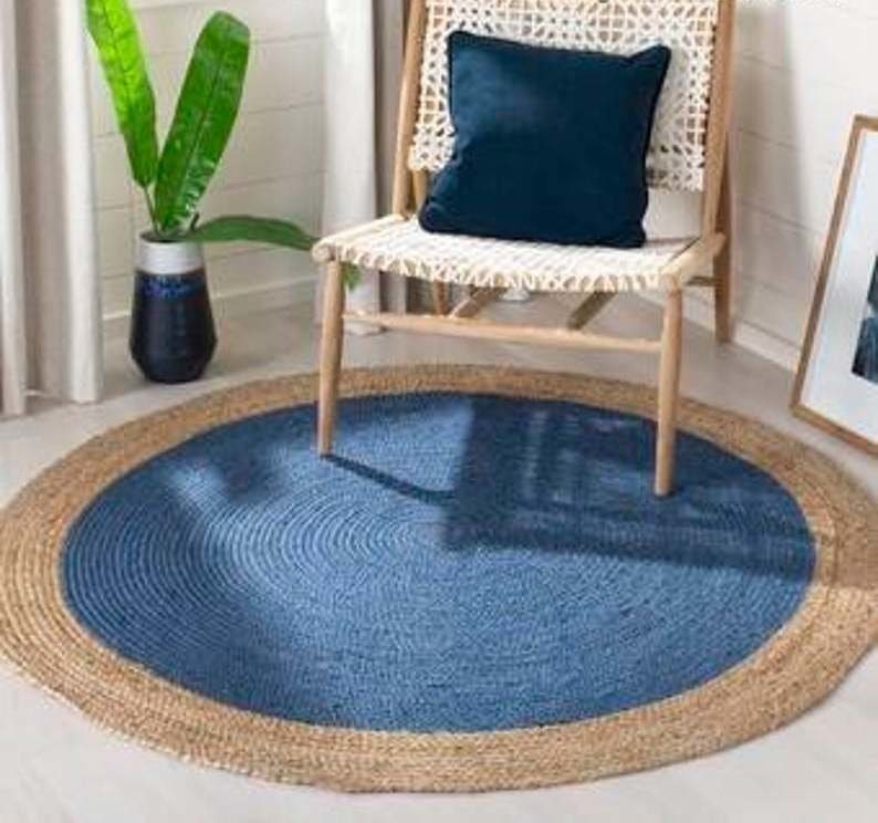 Braided Rag Rug Round Floor Rug Handmade Jute Rug Indian Etsy