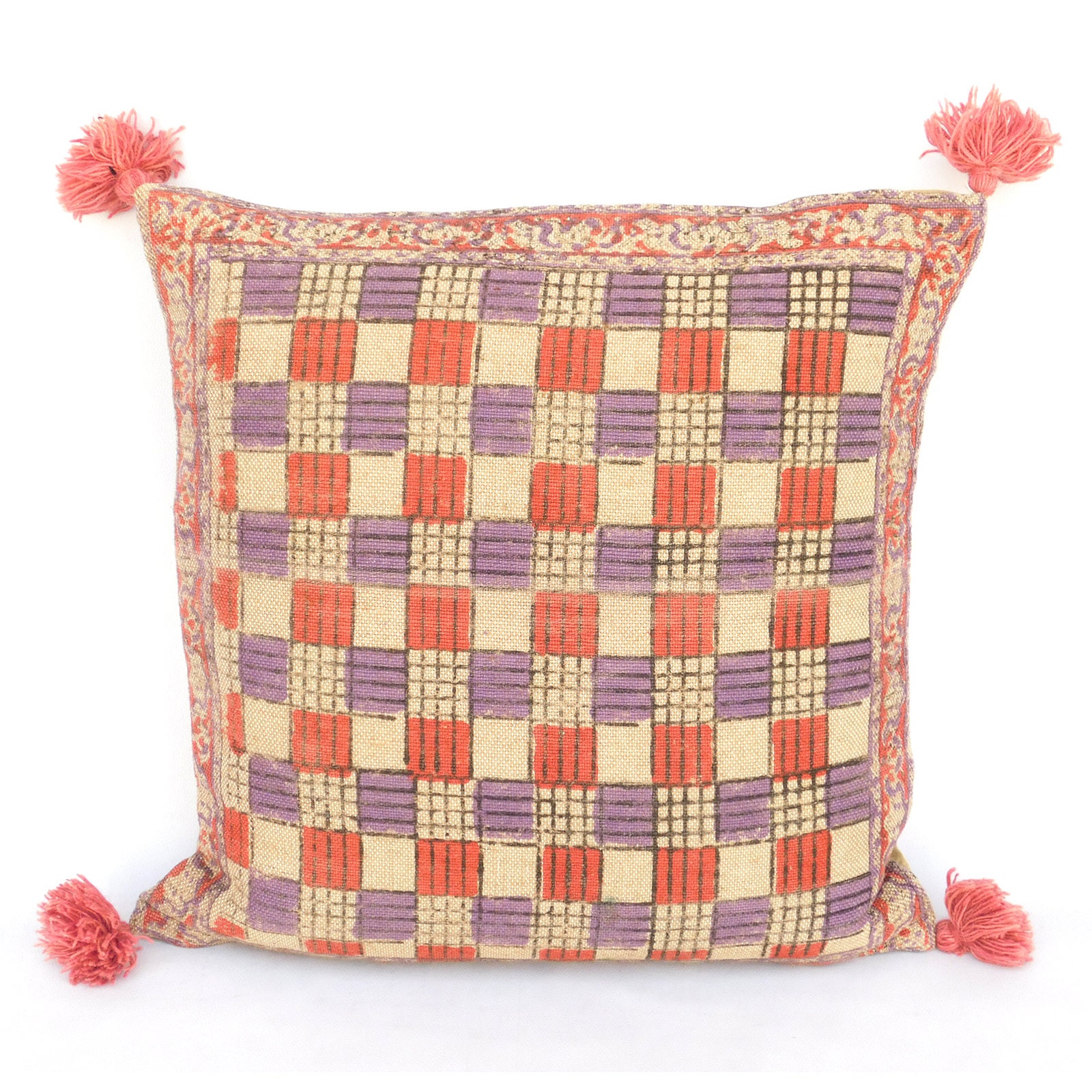 55x55 cm Handmade Cushion Indian Cushions Pillows Jute Etsy